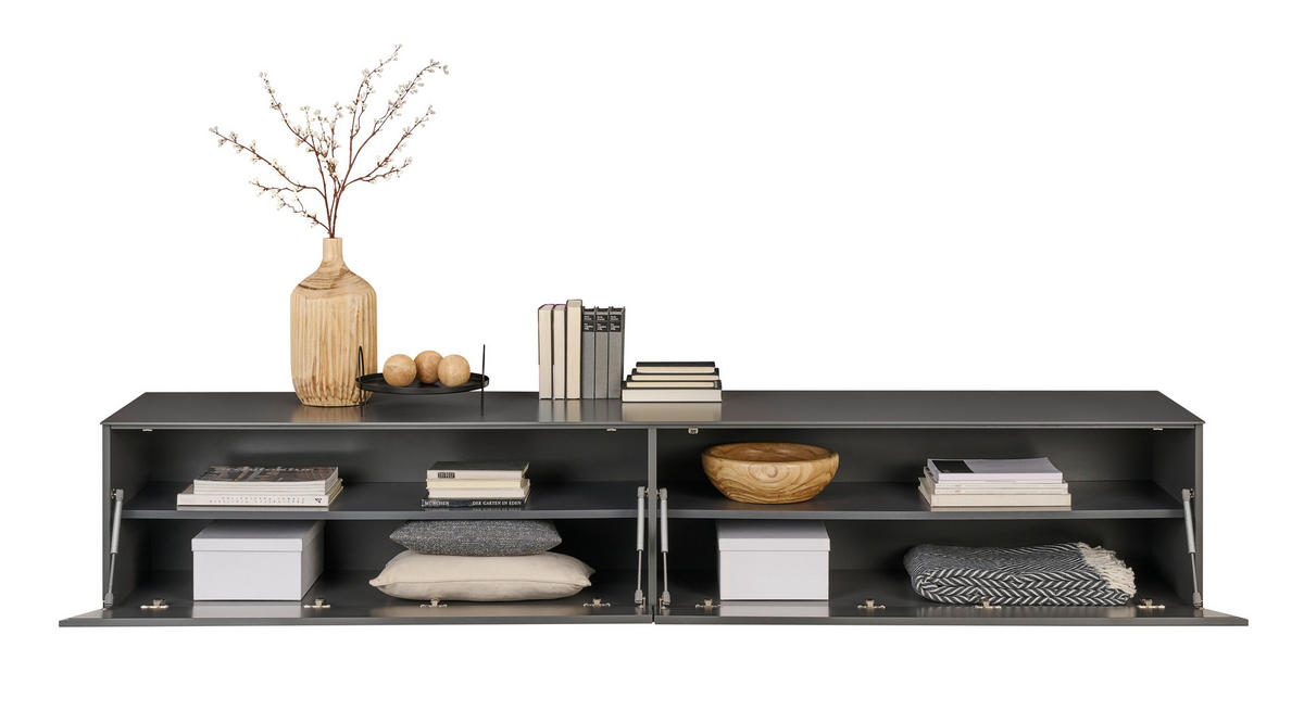 NÍZKA KOMODA, antracitová, 242/44/50 cm - čierna/antracitová, Design, kompozitné drevo/plast (242/44/50cm) - Dieter Knoll