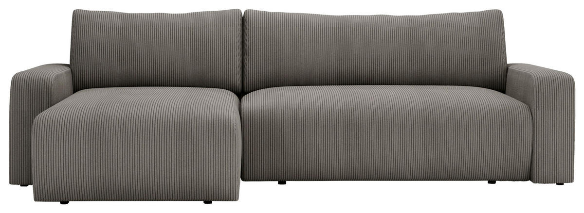 ECKSOFA in Cord Dunkelgrau  - Dunkelgrau/Schwarz, Modern, Kunststoff/Textil (150/245cm) - Carryhome