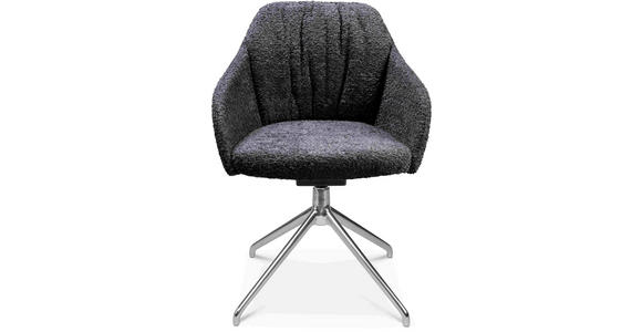 ARMLEHNSTUHL in Aluminium Bouclé - Lavagrau/Alufarben, Design, Textil/Metall (58/81,5-84,5/60cm) - Johann Jakob