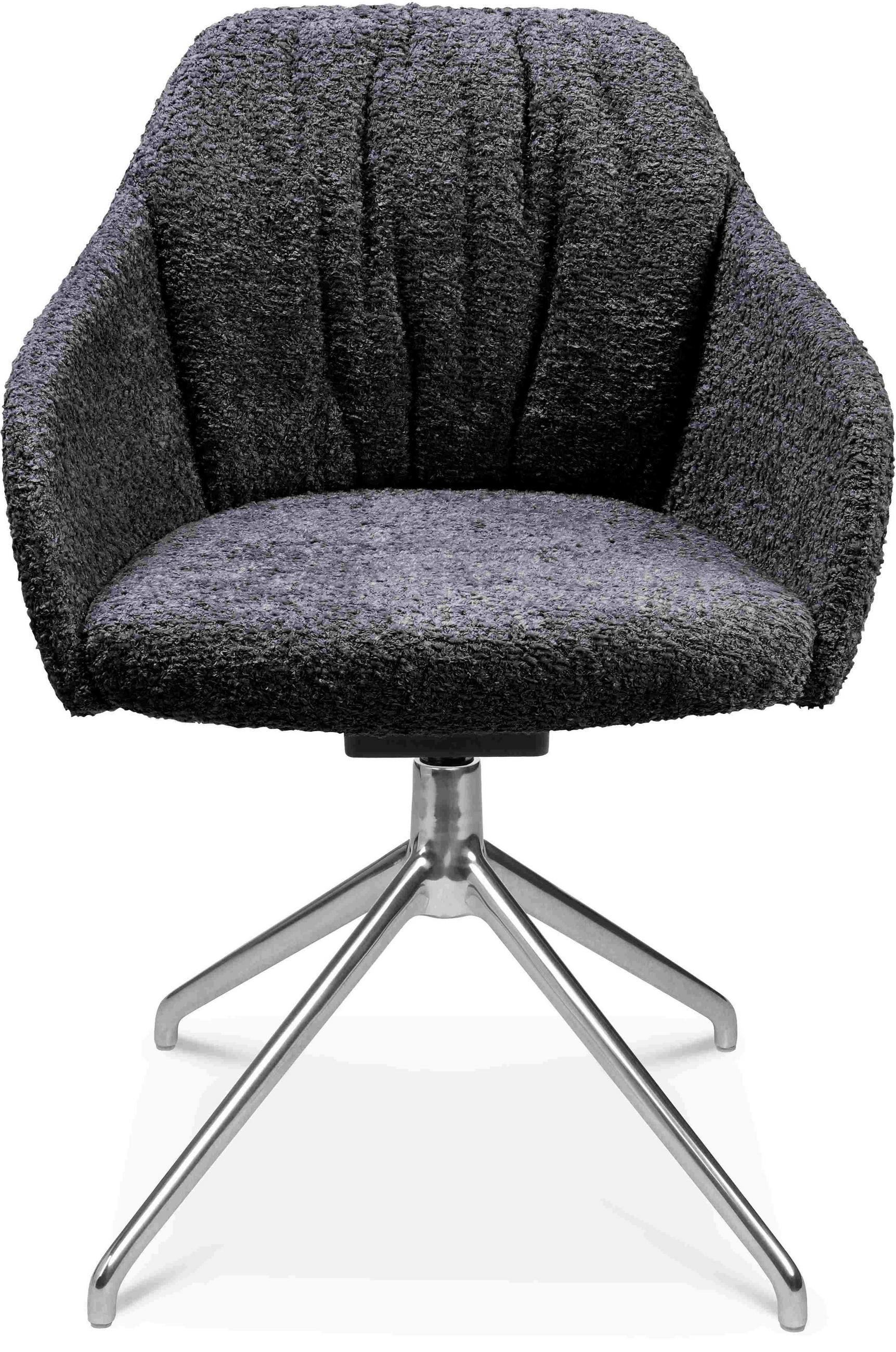 ARMLEHNSTUHL  in Aluminium Bouclé  - Lavagrau/Alufarben, Design, Textil/Metall (58/81,5-84,5/60cm) - Johann Jakob