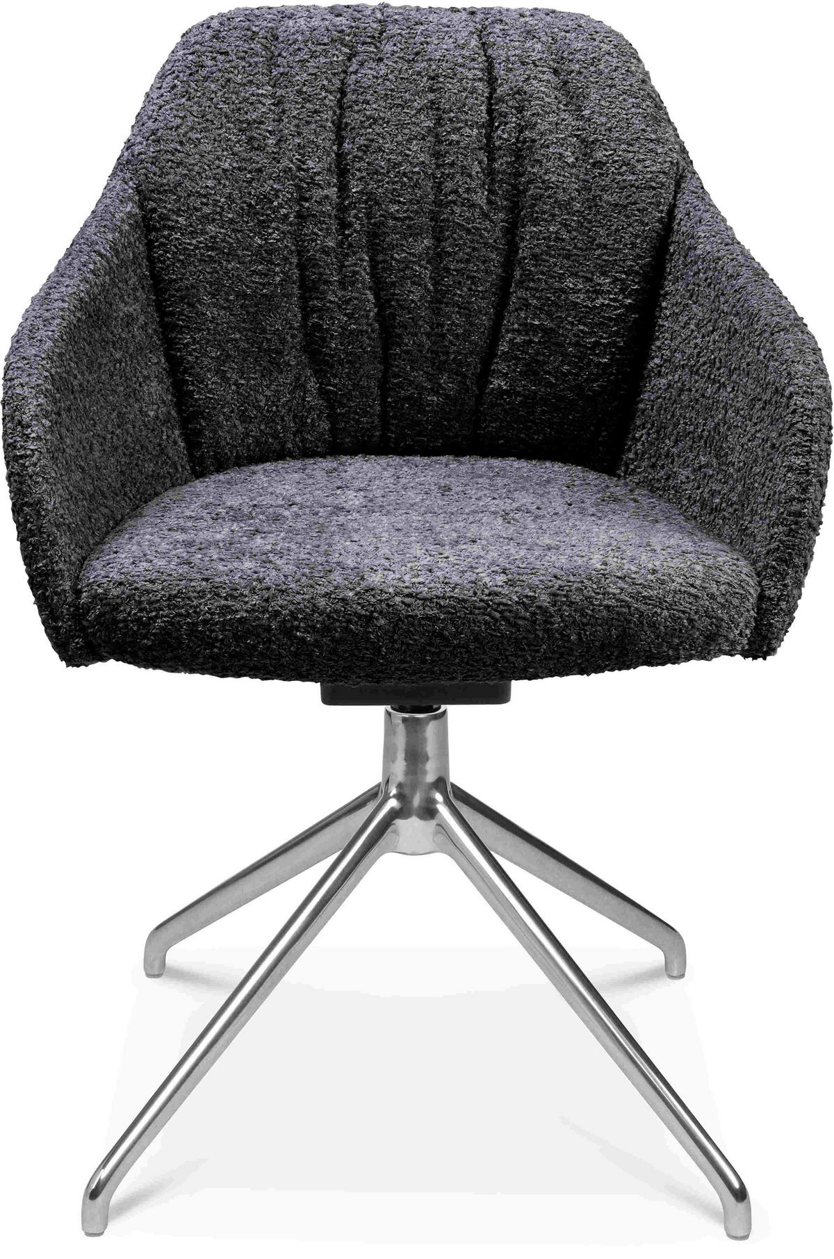 ARMLEHNSTUHL  in Aluminium Bouclé  - Lavagrau/Alufarben, Design, Textil/Metall (58/81,5-84,5/60cm) - Johann Jakob