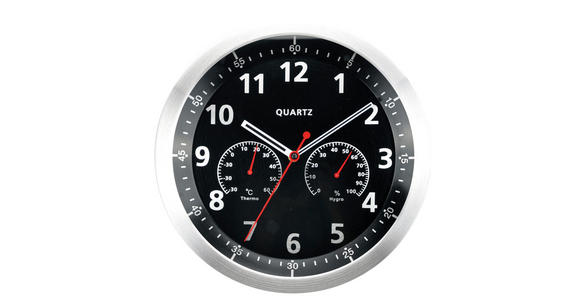 WANDUHR 34,7 cm - Rot/Schwarz, Basics, Glas/Kunststoff (34,7cm) - Ambia Home