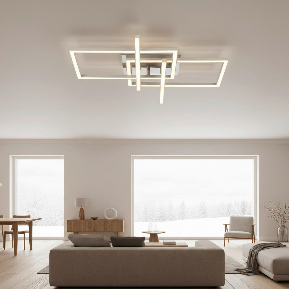 LED-DECKENLEUCHTE 24 W    50/43/7,6 cm  - Sandfarben/Chromfarben, Basics, Kunststoff/Metall (50/43/7,6cm) - Novel