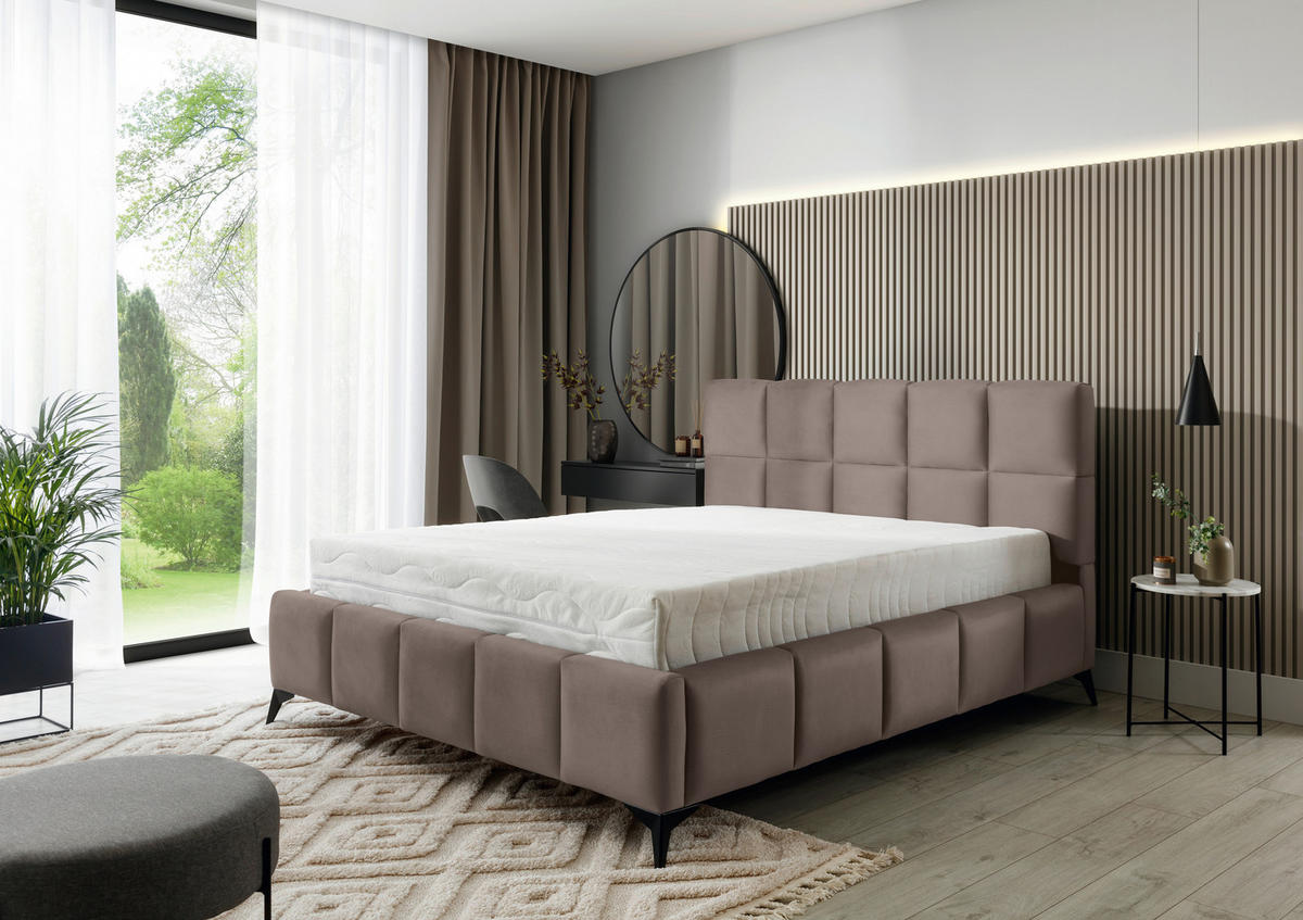 POLSTERBETT 180/200 cm  in Beige  - Beige/Schwarz, Modern, Holz/Textil (180/200cm) - MID.YOU
