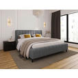 POLSTERBETT gepolstertes Kopfteil, Lattenrost, Bettkasten Hellgrau 180/200 cm  - Hellgrau/Schwarz, Design, Holz/Textil (180/200cm) - Carryhome