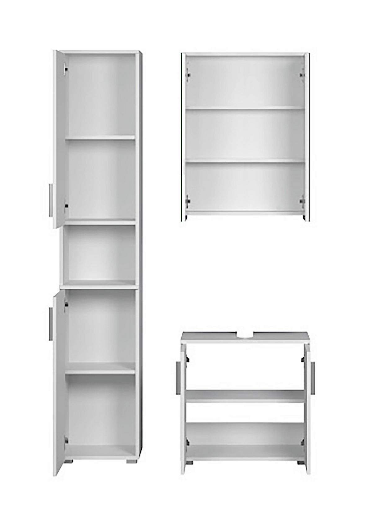 BADEZIMMER 3-teilig  in  - Weiß Hochglanz/Silberfarben, Trend, Holzwerkstoff/Kunststoff (112/192/32cm) - MID.YOU