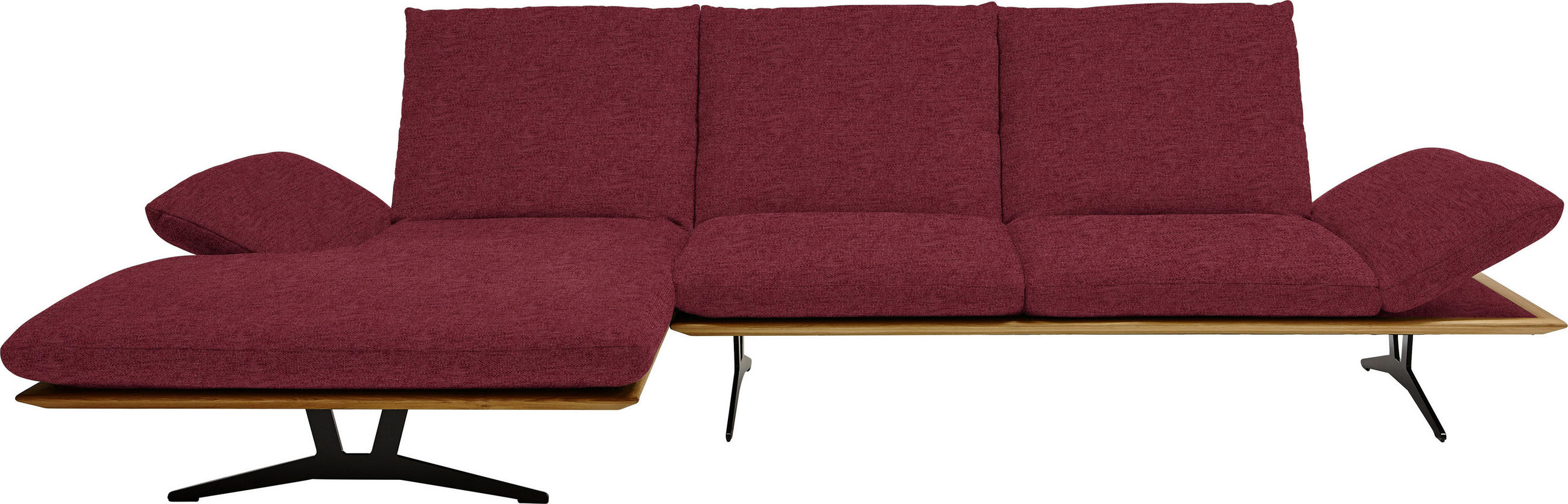 ECKSOFA in Flachgewebe Bordeaux  159/314 cm  - Bordeaux/Schwarz, Design, Holz/Textil (159/314cm) - Dieter Knoll
