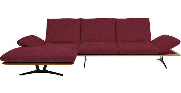 ECKSOFA in Flachgewebe Bordeaux  - Bordeaux/Schwarz, Design, Holz/Textil (159/314cm) - Dieter Knoll