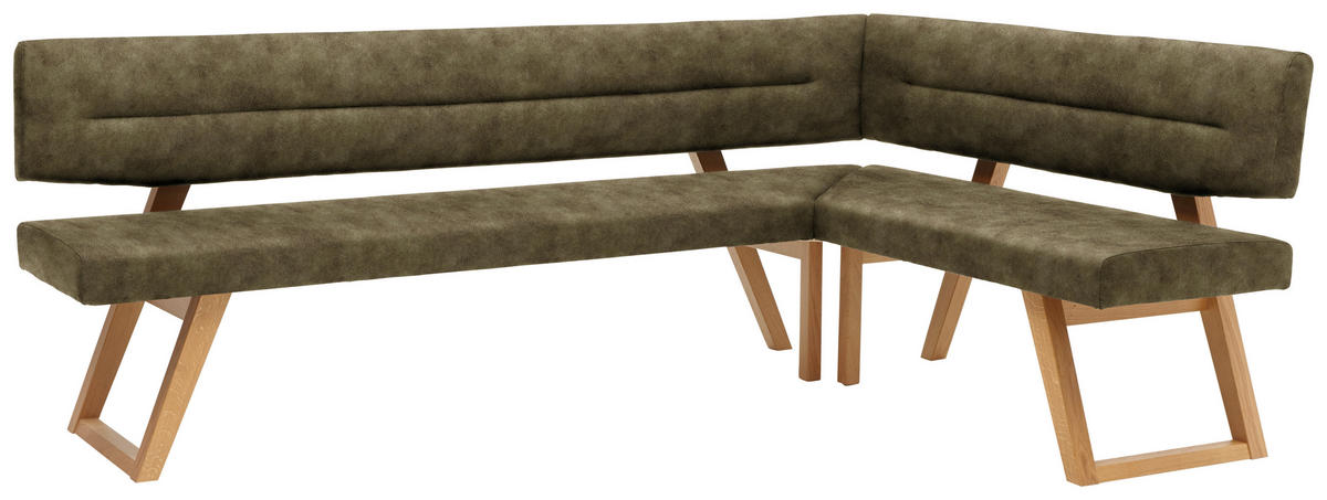 ECKBANK 215/155 cm  in Olivgrün  - Eichefarben/Olivgrün, KONVENTIONELL, Holz/Textil (215/155cm) - Dieter Knoll