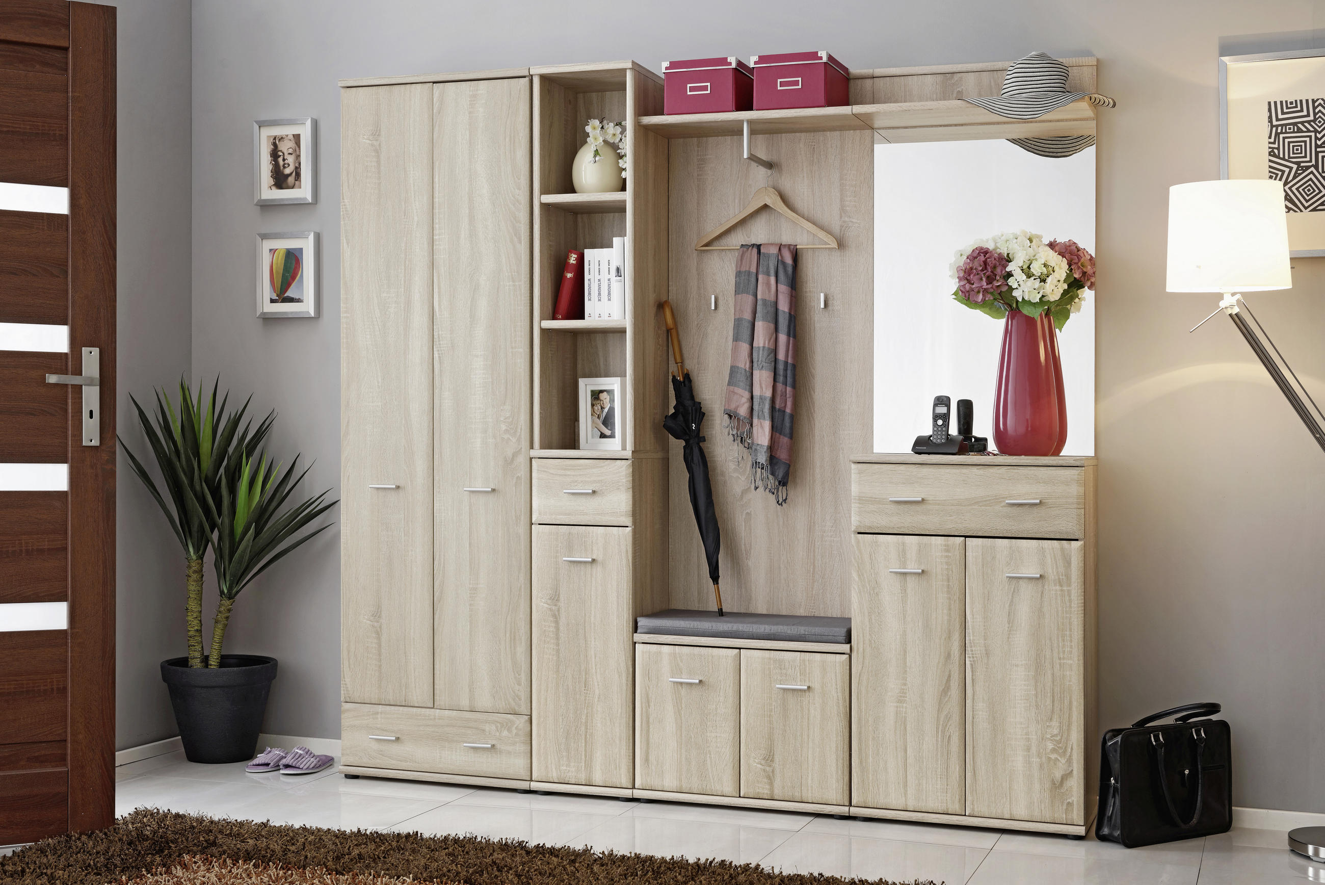 GARDEROBENSCHRANK 60/203/32 cm - Silberfarben/Sonoma Eiche, Basics, Holz/Kunststoff (60/203/32cm) - MID.YOU