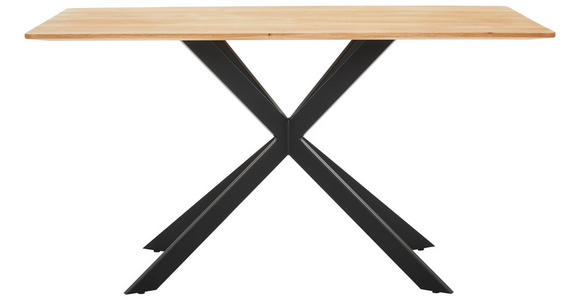 ESSTISCH Eiche vollmassiv rechteckig - Schwarz, Design, Holz/Metall (160/90/75cm) - Novel