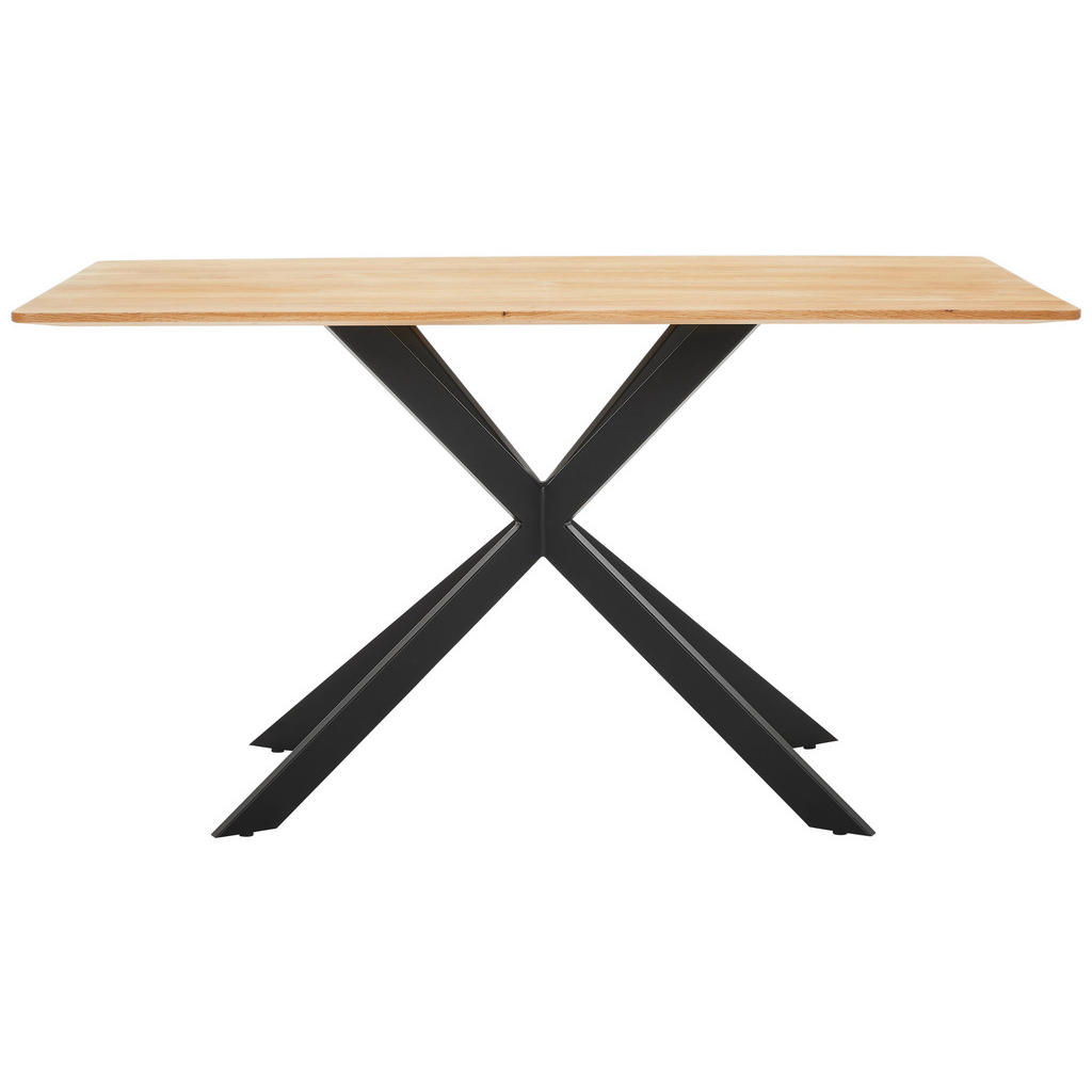 Thumbnail - Novel Esstisch, Metall, Holz, Eiche, vollmassiv, rechteckig, X-Form, 90x75x160 cm, in verschiedenen Größen erhältlich, E...