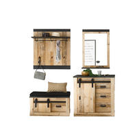 GARDEROBE 5-teilig  in 206/200/43 cm  - Anthrazit/Naturfarben, Design, Glas/Holzwerkstoff (206/200/43cm) - Modante