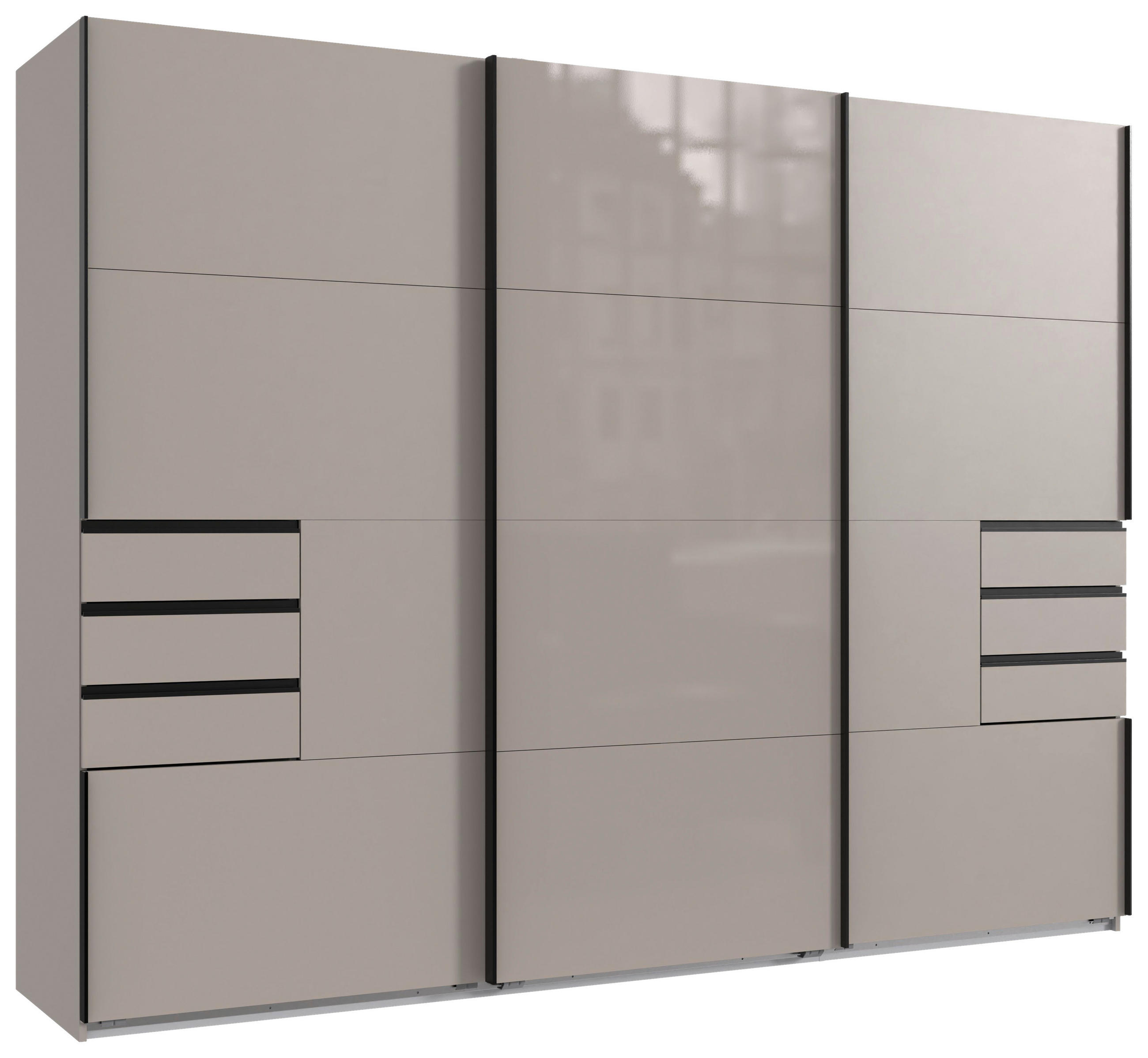 GARDEROB MED SKJUTDÖRRAR 270/208/64 cm 3-dörrar - beige/greige, Modern, metall/trämaterial (270/208/64cm) - MID.YOU