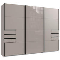 SCHWEBETÜRENSCHRANK 270/208/64 cm 3-türig Beige, Greige  - Greige/Beige, MODERN, Glas/Holzwerkstoff (270/208/64cm) - MID.YOU