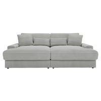 BIGSOFA in Cord Hellgrau  - Hellgrau/Schwarz, MODERN, Kunststoff/Textil (230/85/190cm) - Carryhome