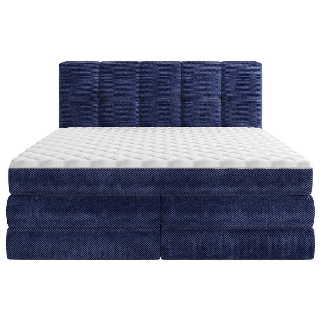 Thumbnail - Esposa Boxspringbett, Blau, Textil, H2 + H3, Höhe ca. 19 cm, 180x200 cm, Wendematratze mit unterschiedlichen Härtegraden...