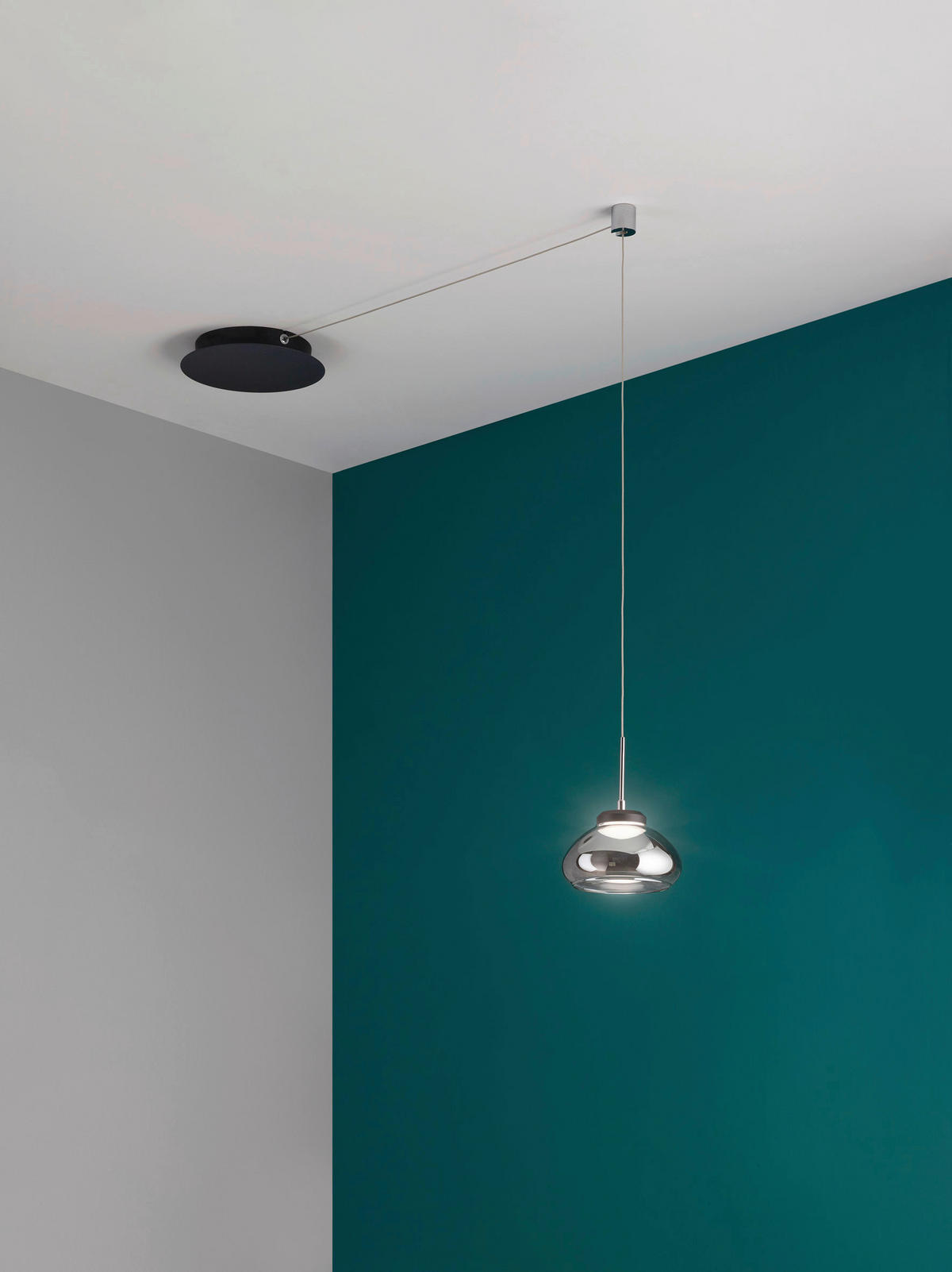 LED-PENDELLEUCHTE Arabella 14/350 cm   - Schwarz/Grau, Basics, Glas/Metall (14/350cm) - Fabas Luce