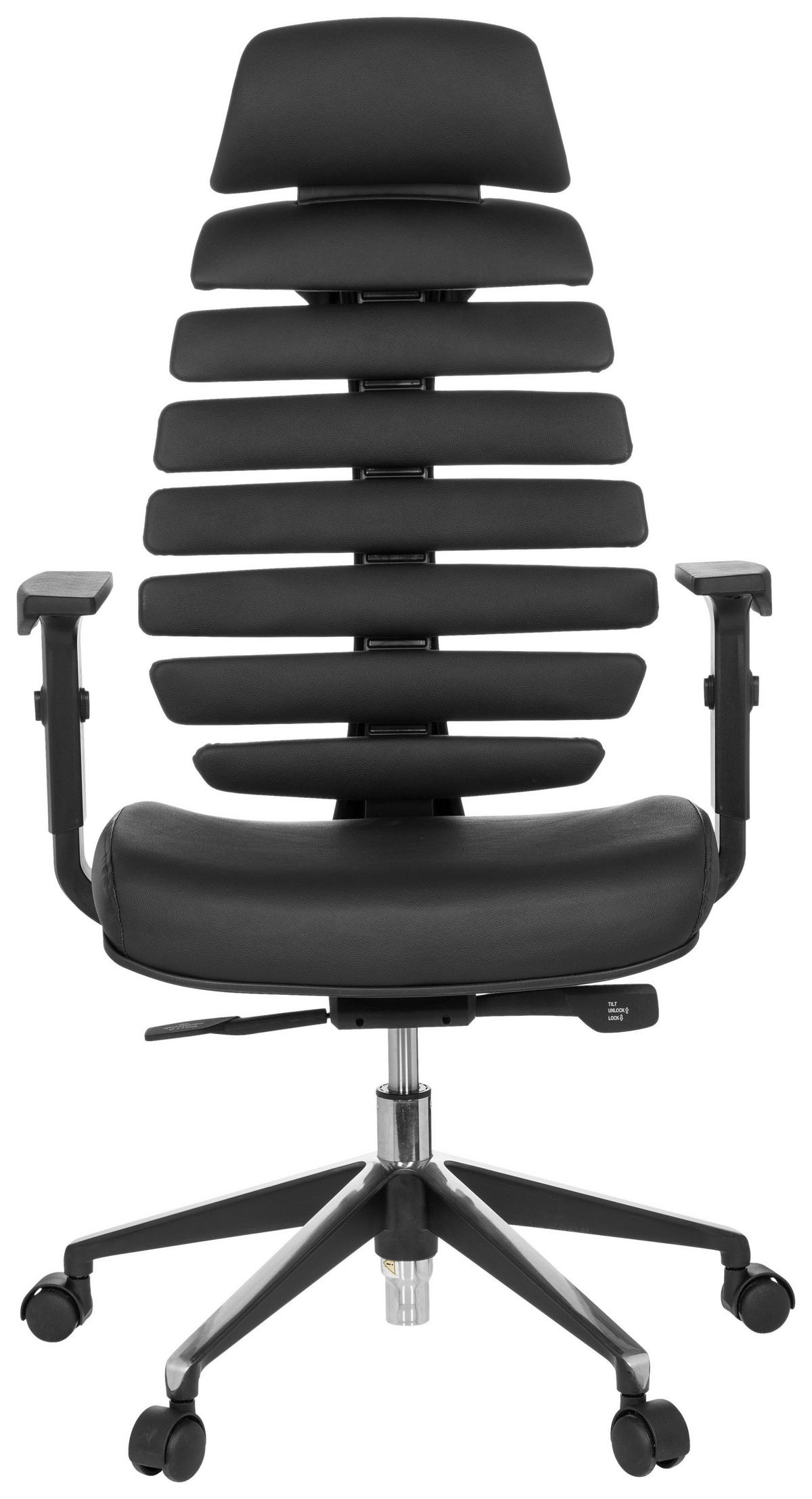 DREHSTUHL  in Lederlook Schwarz  - Alufarben/Schwarz, MODERN, Leder/Kunststoff (65/131/53cm) - MID.YOU