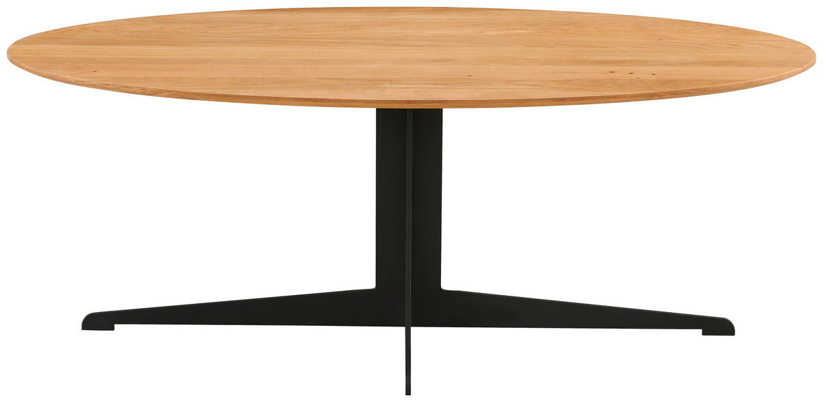 COUCHTISCH Eiche massiv oval Naturfarben, Schwarz  - Schwarz/Naturfarben, Design, Holz/Metall (120/44.5/60cm) - Livetastic
