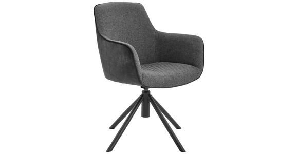 ARMLEHNSTUHL  , Stoffauswahl, Typenauswahl, Sitzfläche 360° drehbar  , Flachgewebe  ,  - Anthrazit/Schwarz, Design, Textil/Metall (60/88/64cm) - Novel