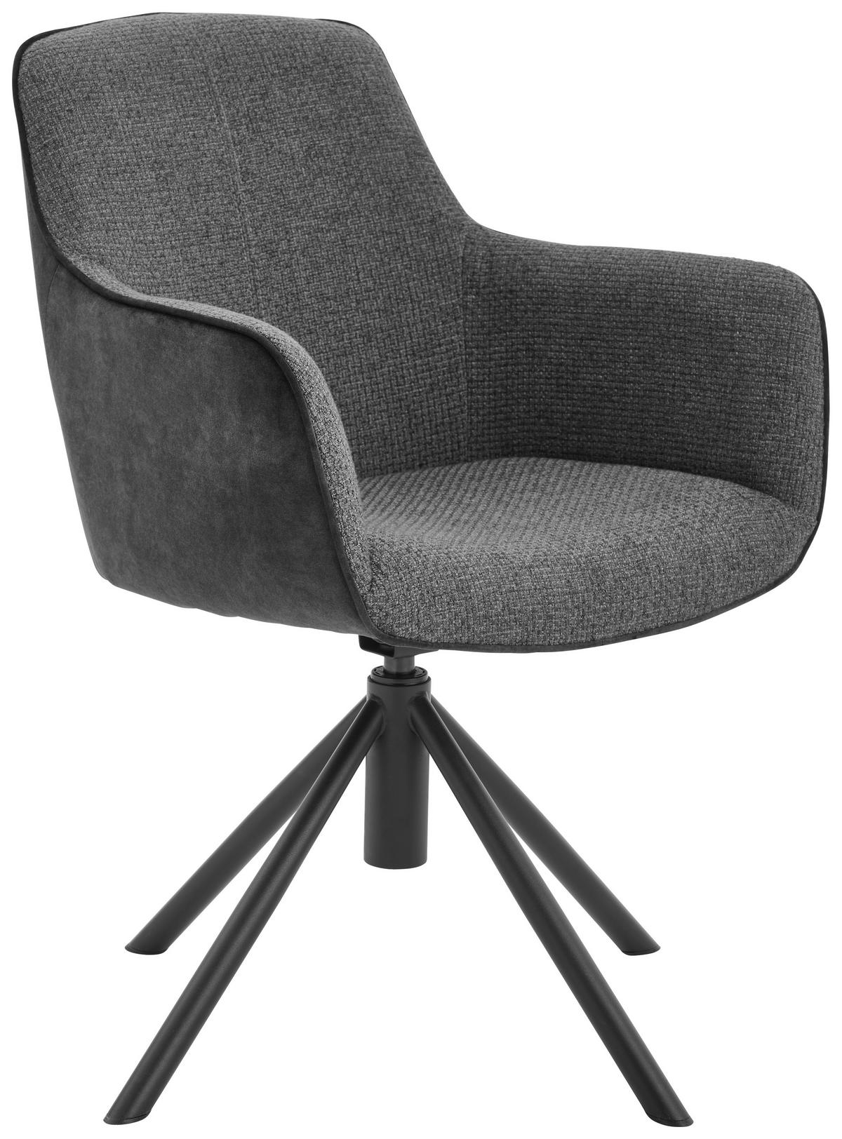 ARMLEHNSTUHL  in Eisen Flachgewebe  - Anthrazit/Schwarz, Design, Textil/Metall (60/88/64cm) - Novel