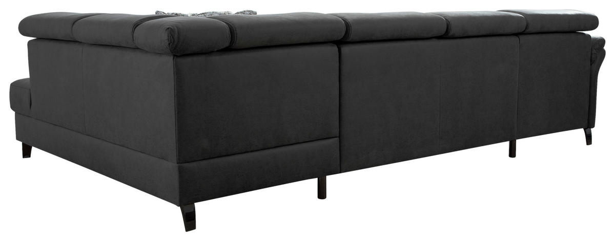 WOHNLANDSCHAFT in Mikrofaser Grau, Schwarz  - Schwarz/Grau, KONVENTIONELL, Textil/Metall (165/317/193cm) - Sit & More