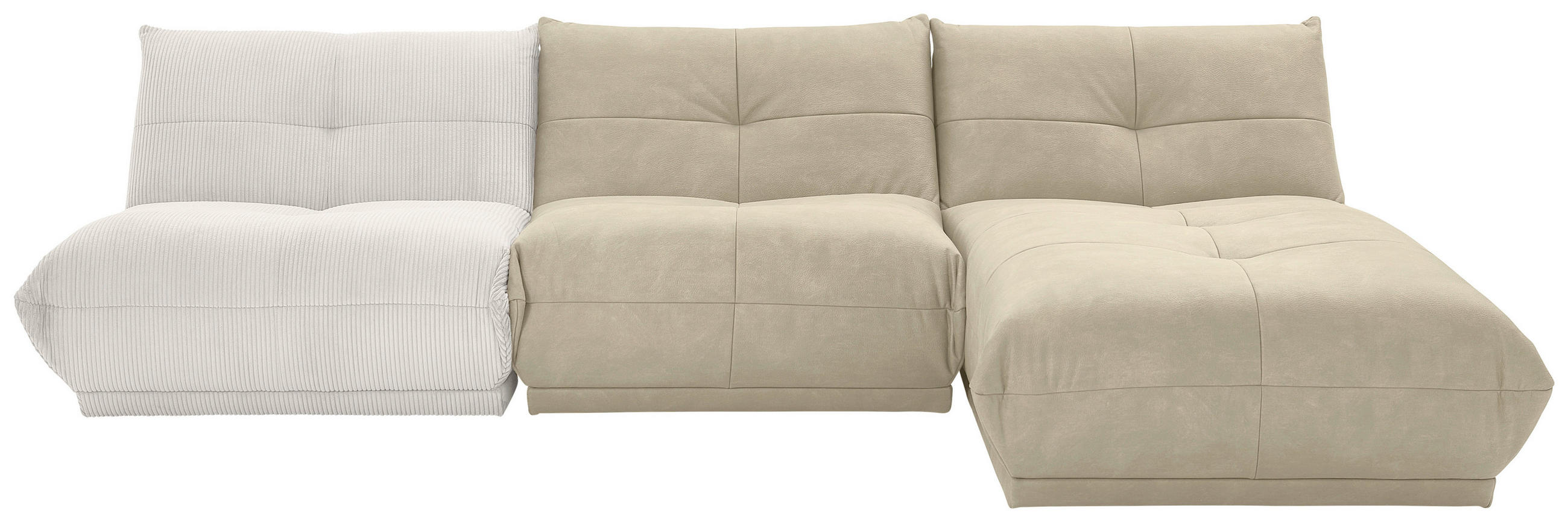 ECKSOFA Creme, Weiß Cord, Lederlook  - Creme/Weiß, Trend, Textil (315/185cm) - Livetastic