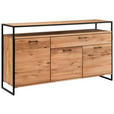 SIDEBOARD Asteiche massiv Eichefarben Einlegeböden  - Eichefarben/Schwarz, Design, Holz/Metall (135/92/44cm) - Linea Natura