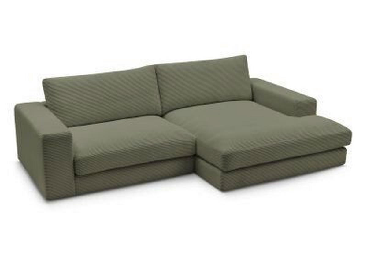 ECKSOFA  LEONARD Hellgrün Cord  - Schwarz/Hellgrün, MODERN, Kunststoff/Textil (274/159cm)