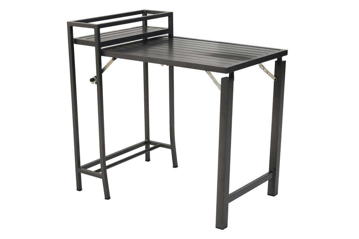 BALKONSET Graphitfarben, Grau 5-teilig  - Graphitfarben/Grau, KONVENTIONELL, Textil/Metall - Gardenson