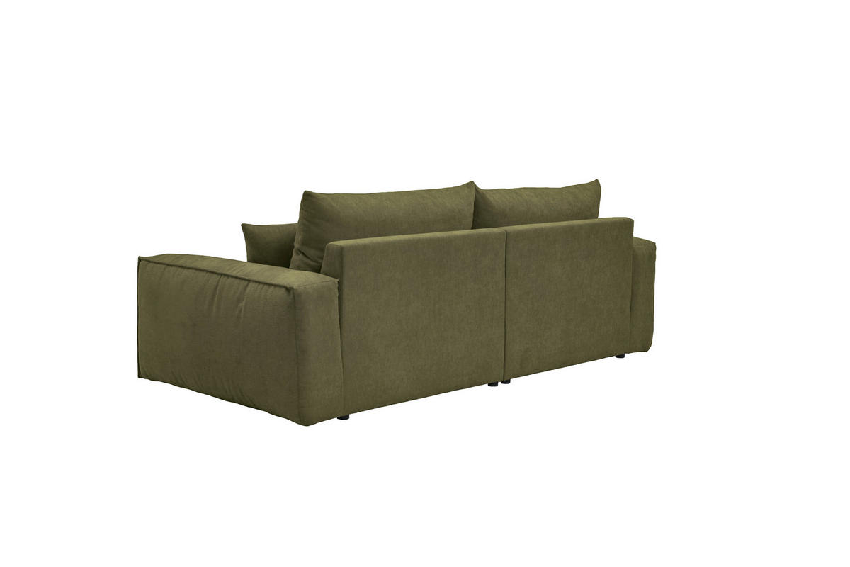 BIGSOFA Chenille Olivgrün  - Schwarz/Olivgrün, MODERN, Kunststoff/Textil (255/76/117cm) - Milino