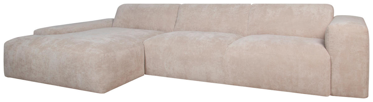 ECKSOFA HANNAH Beige Cord  - Beige/Schwarz, Design, Kunststoff/Textil (170/343cm) - MID.YOU