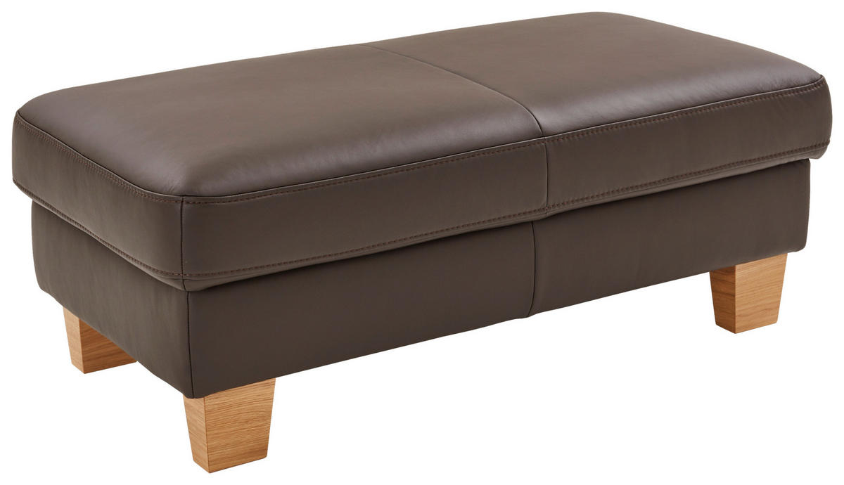 ECKSOFA Echtleder Dunkelbraun  - Eiche Bianco/Dunkelbraun, Natur, Leder/Holz (257/235cm) - Valdera