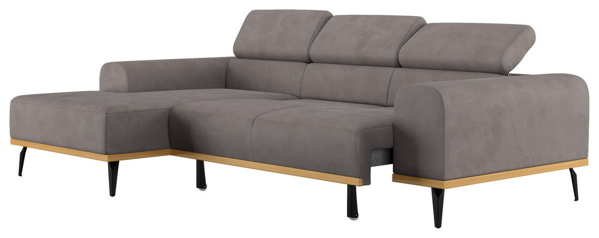 ECKSOFA Mikrofaser Grau  - Schwarz/Grau, Konventionell, Textil/Metall (157/244cm) - Cotta