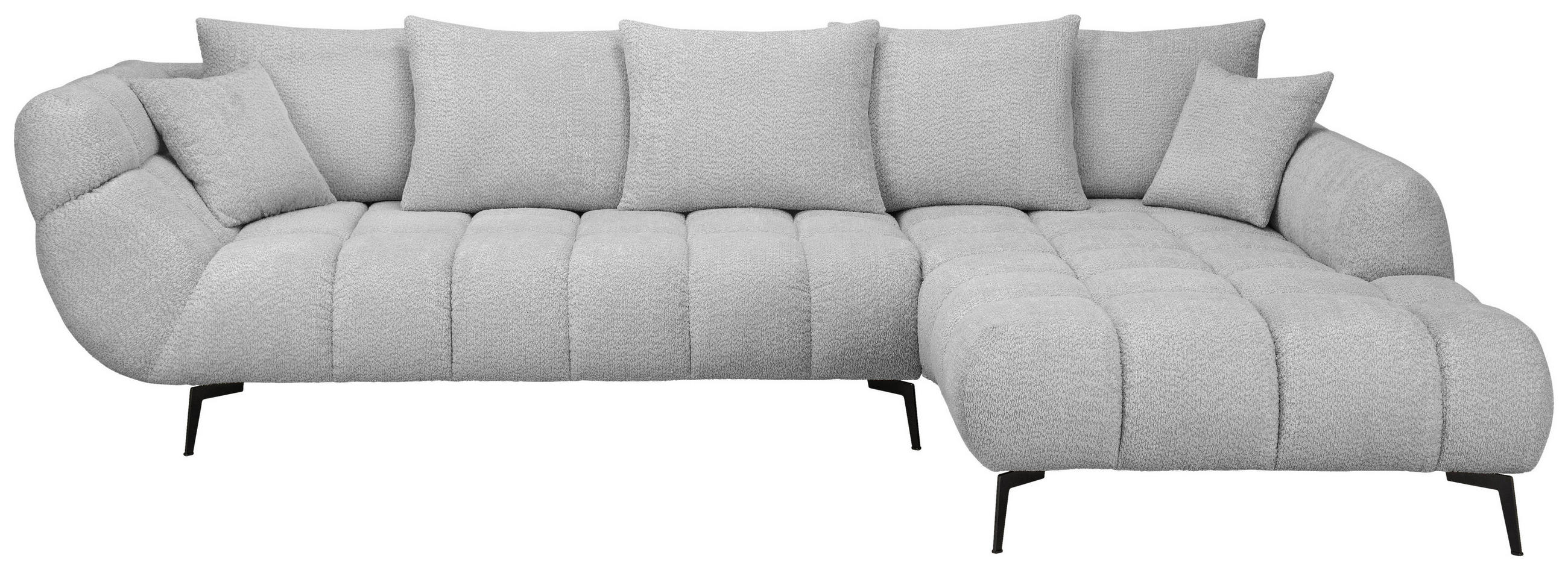 ECKSOFA Silberfarben Bouclé Zierkissen, Rückenkissen, Rücken echt  - Silberfarben/Schwarz, MODERN, Textil/Metall (318/217cm) - Carryhome