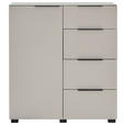 KOMMODE , 90/99,7/42 cm, 4 Schublade(n)  - Kaschmir/Schwarz, Design, Glas/Holzwerkstoff (90/99,7/42cm) - Novel