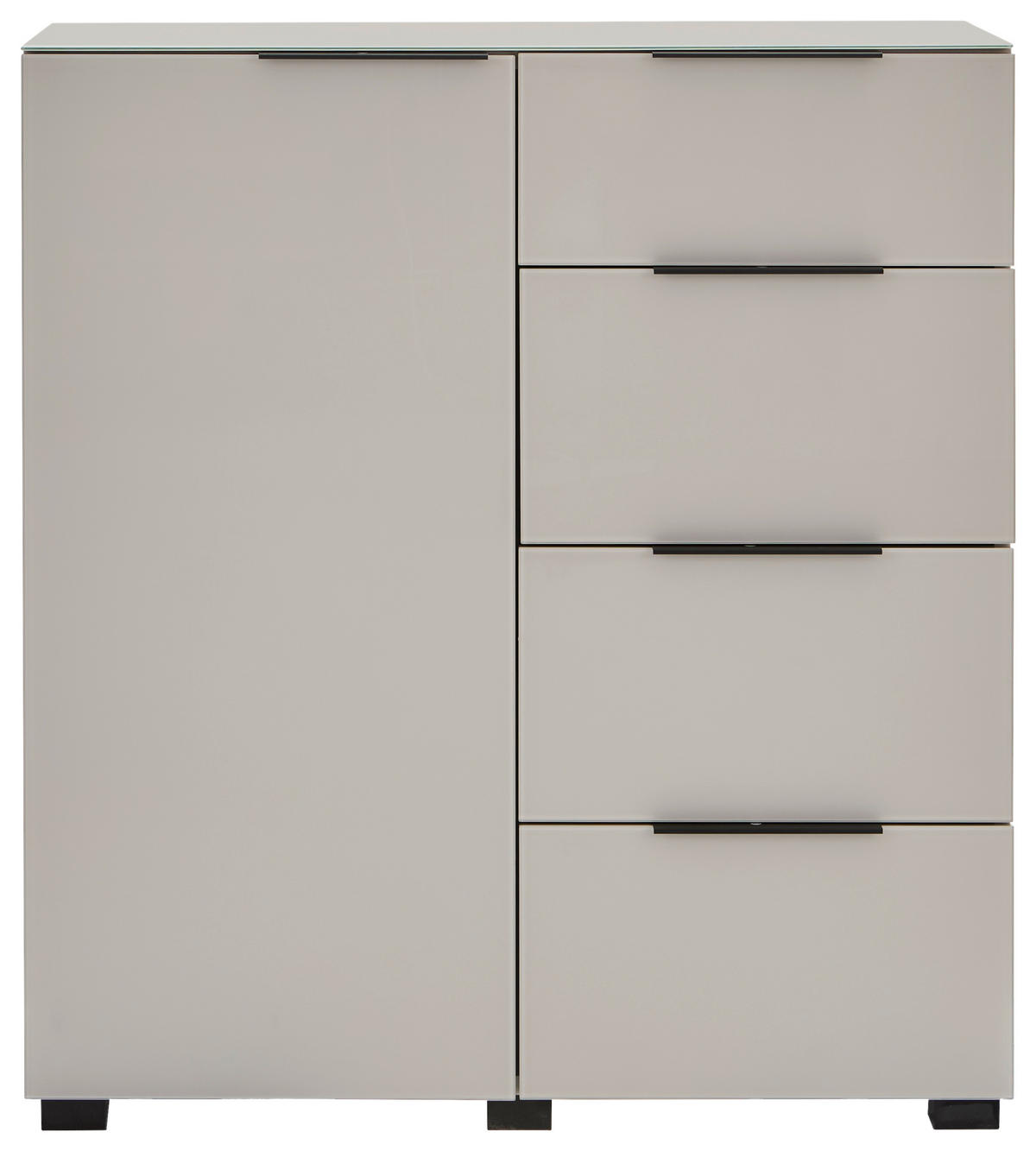 KOMMODE , 90/99,7/42 cm, 4 Schublade(n)  - Kaschmir/Schwarz, Design, Glas/Holzwerkstoff (90/99,7/42cm) - Novel