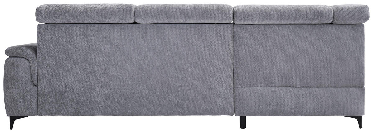 ECKSOFA Hellgrau Chenille Bettkasten, Schlaffunktion, Rücken echt, Kopfteilverstellung, Liegefläche im Originalstoff  - Hellgrau/Schwarz, KONVENTIONELL, Textil/Metall (206/265cm) - Carryhome