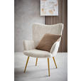 OHRENSESSEL in Webstoff Beige  - Beige/Goldfarben, Design, Textil/Metall (74/96/83cm) - Ambia Home