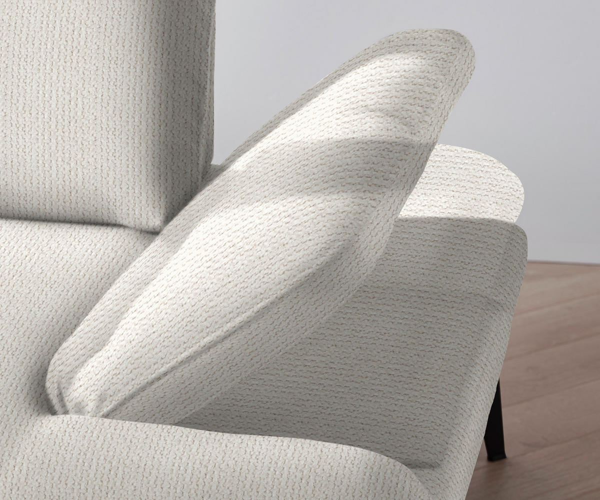 ECKSOFA in Webstoff Creme  - Creme/Schwarz, Design, Textil/Metall (180/289cm) - Stylife