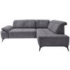 ECKSOFA in Cord Grau  - Schwarz/Grau, Modern, Textil/Metall (272/200cm) - Livetastic