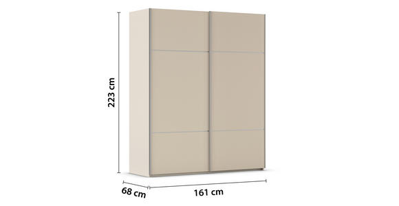 SCHWEBETÜRENSCHRANK 162/223/68 cm 2-türig Champagner - Champagner/Alufarben, KONVENTIONELL, Holzwerkstoff/Metall (162/223/68cm) - Novel