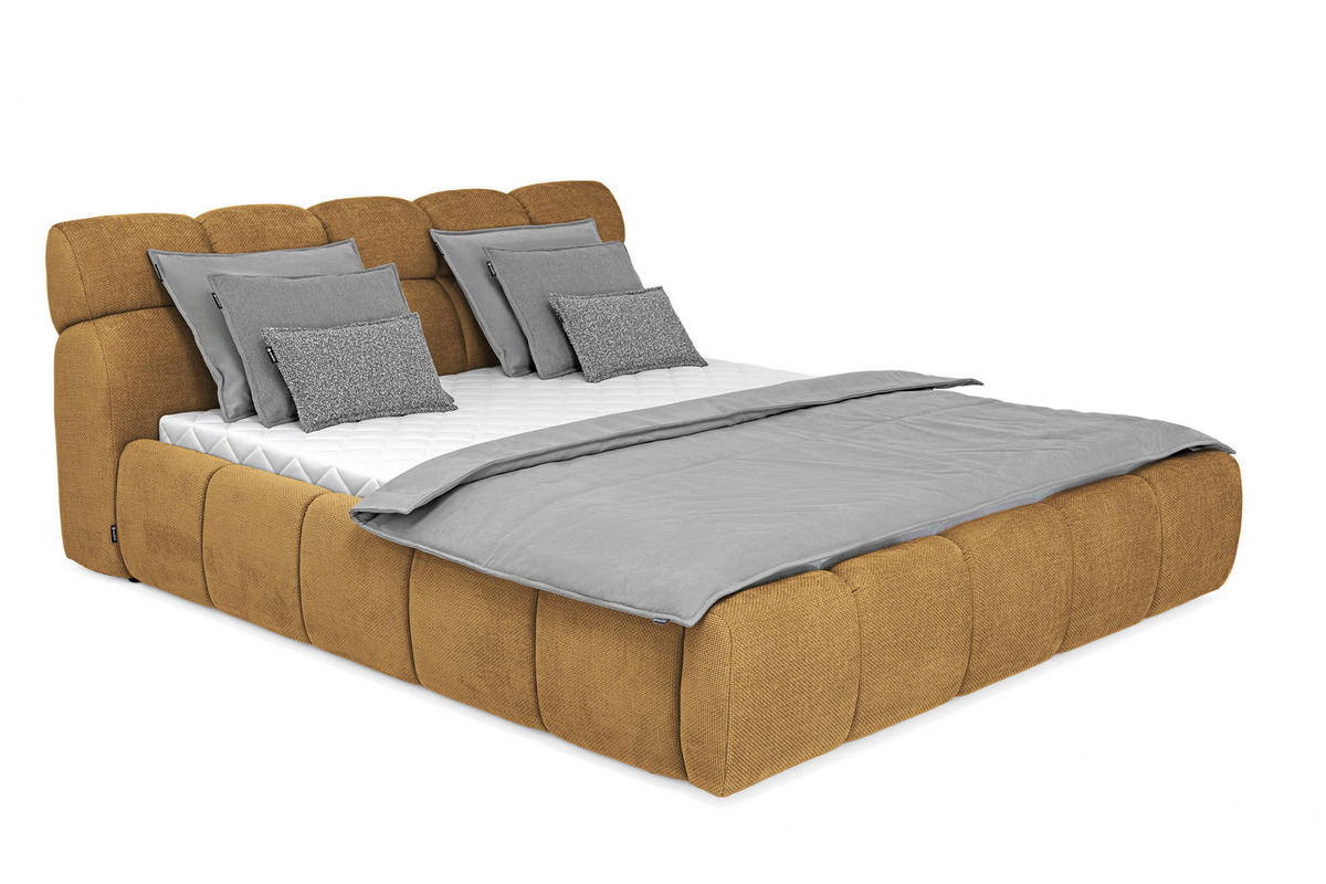 POLSTERBETT Lattenrost, Bettkasten 180/200 cm  in Currygelb  - Currygelb/Schwarz, Design, Holz/Kunststoff (180/200cm) - Esposa