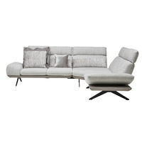 ECKSOFA in Flachgewebe Hellgrau  - Dunkelgrau/Hellgrau, Design, Textil/Metall (270/239cm) - Koinor