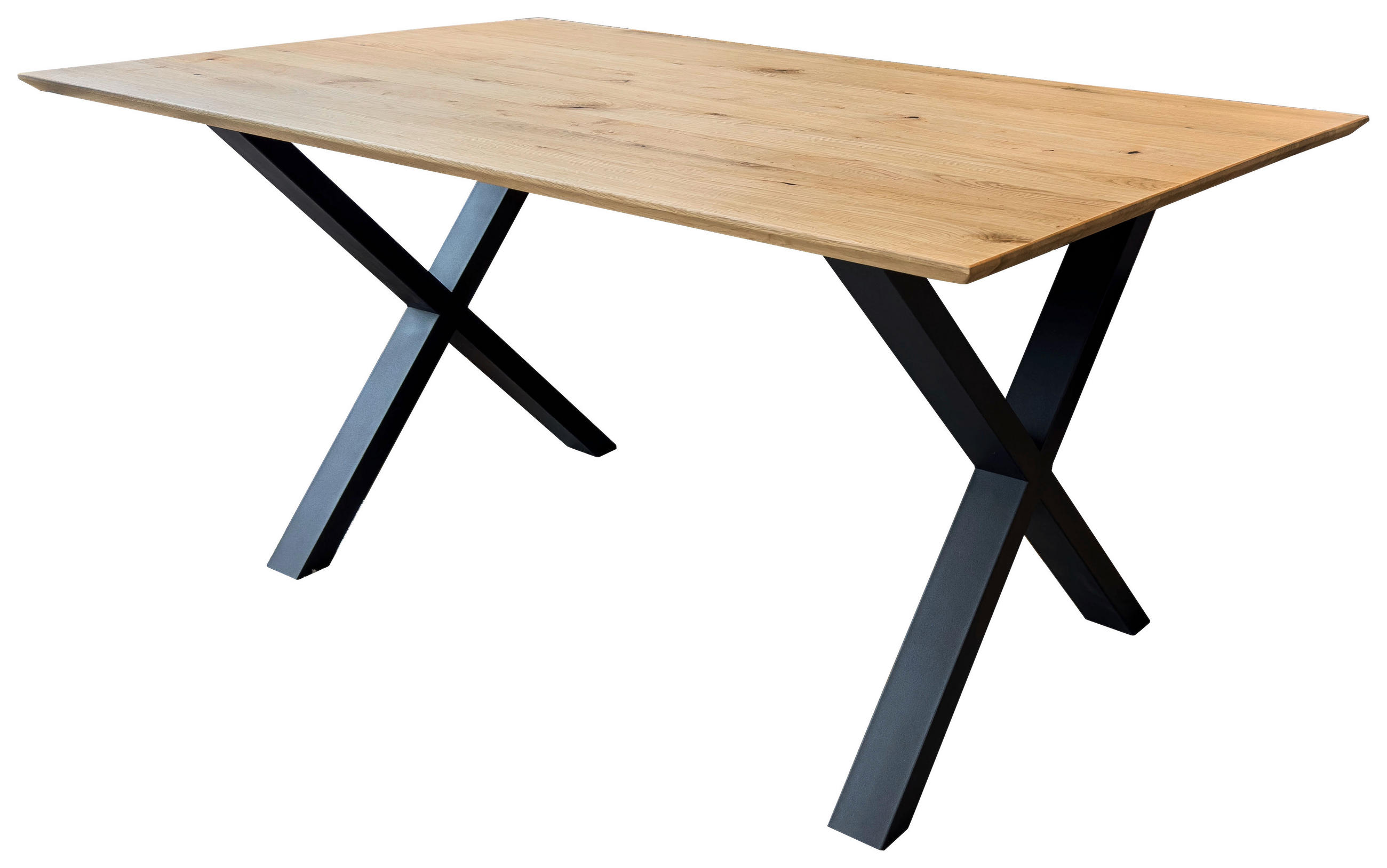 ESSTISCH Eiche massiv rechteckig Schwarz, Eichefarben  - Eichefarben/Schwarz, LIFESTYLE, Holz/Metall (180/90/75cm) - Linea Natura