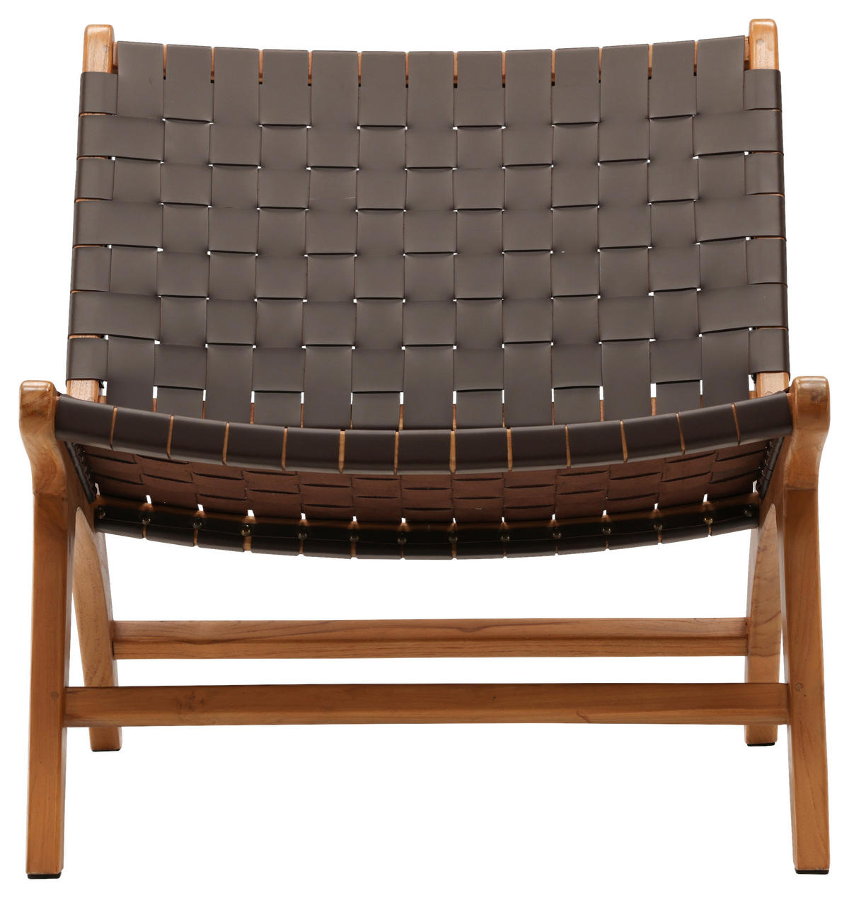 SESSEL in Lederlook (vegan) Braun  - Braun, Design, Holz/Textil (65/69/77cm) - Livetastic