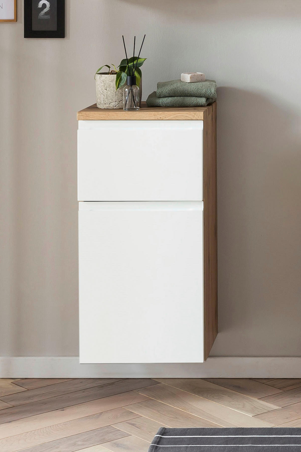 SPODNÁ SKRINKA, 40/79/35 cm - biela/dub wotan, Modern, kompozitné drevo (40/79/35cm) - Held