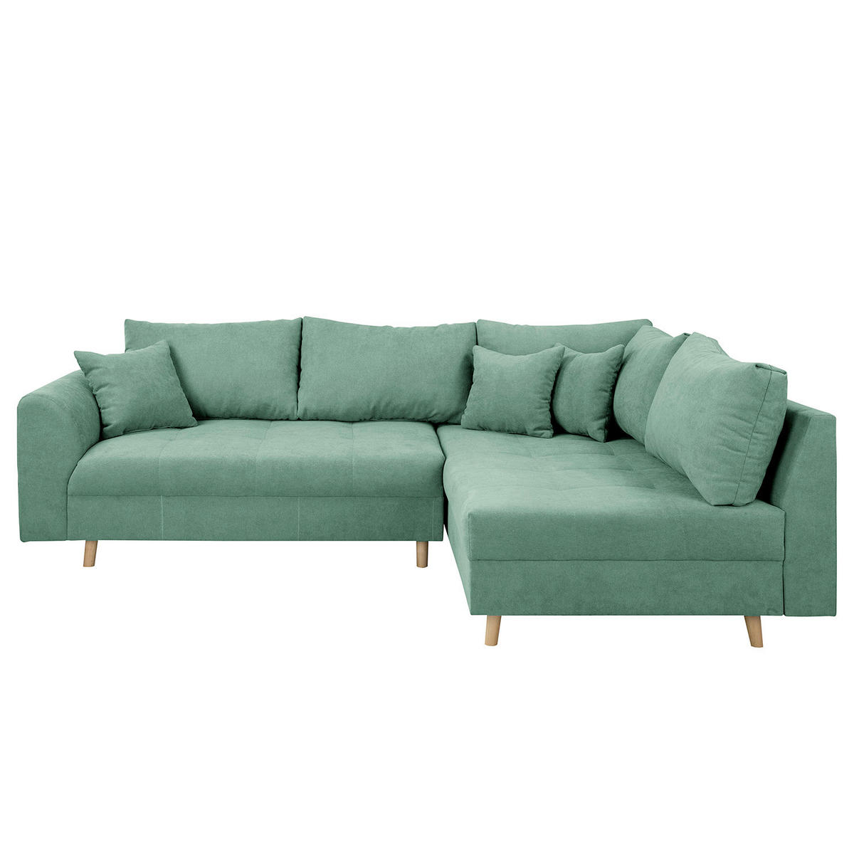 ECKSOFA inkl. Hocker Ariella in Mikrofaser Mintgrün  161/231 cm  - Naturfarben/Mintgrün, Design, Holz/Textil (161/231cm) - Livetastic