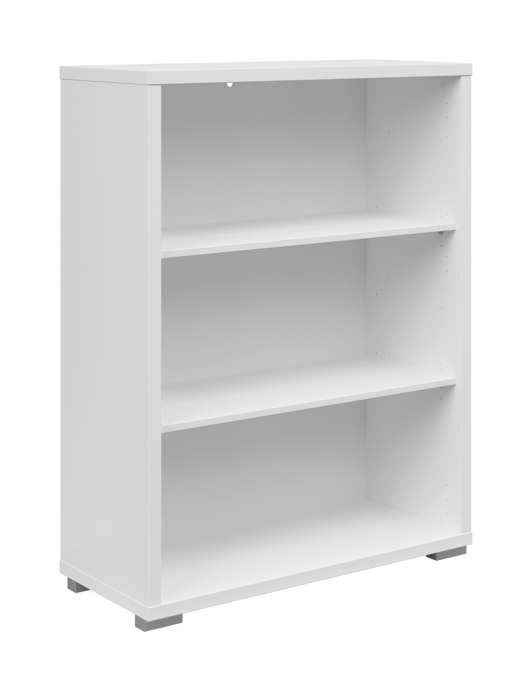 AKTENREGAL Weiß  - Silberfarben/Weiß, KONVENTIONELL, Holzwerkstoff/Kunststoff (79,7/107,2/39,5cm) - Voleo